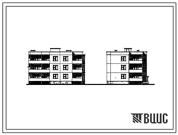 Фасады Типовой проект 210-04.2 Трехэтажная шестиквартирная торцевая блок-секция с квартирами 3Б-4Б (правая).