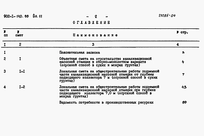 Альбом 11 Сметы. Подземная часть