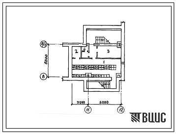 Типовой проект Б-1-56(701-2-26) Склад несгораемых материалов в подвале склада для хранения продовольственных товаров складской площадью 2500 кв м, (убежище на 56 человек, размеры убежища 9м на 6м, режимы вентиляции 1,2,3).