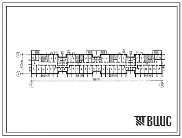 Типовой проект П-3-1100(111-96-79.87) Помещения общественного назначения универсального типа в подвале 9-этажного 4-секционного жилого дома на 143 квартиры, (убежище на 1100 человек, размеры убежища 98,8м на 12,3м, режимы вентиляции 1,2).