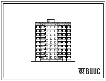 Фасады Типовой проект 94-047/1.2 Блок-секция поворотная левая 9-этажная 36-квартирная 1Б-2Б-3А-4Б