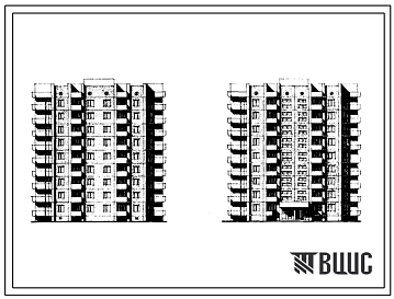 Типовой проект 161-135-0174с/1 Девятиэтажное общежитие для рабочих и служащих с 14 вариантами блокировок вместимостью от 176 до 768 мест. Для строительства в 3Б климатическом подрайоне сейсмичностью 7 и 8 баллов