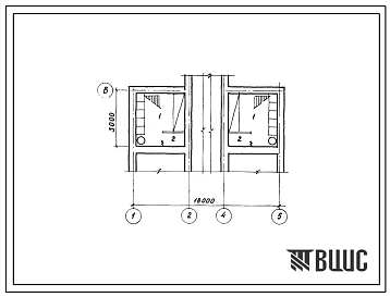 Типовой проект П-4-12(181-26-102.87) Хозяйственные помещения подвалов одноэтажного двухквартирного жилого дома с двухкомнатными квартирами, (убежище на 12 человек, размеры убежища 18м на 3м, режимы вентиляции 1).