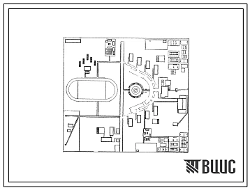 Типовой проект 242-05-14с Пионерский лагерь-база отдыха на 640/500 мест. Для строительства в IVА и IVГ климатических подрайонах сейсмичностью 7 и 8 баллов. Генплан.