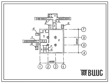 Типовой проект А-IV-450-269.84 Склад материалов и оборудования. Стены из железобетонных панелей по серии У-01-02/80 (для сухих и водонасыщенных грунтов), (убежище на 450 человек, размеры убежища 18м на 18м, режимы вентиляции 1,2).