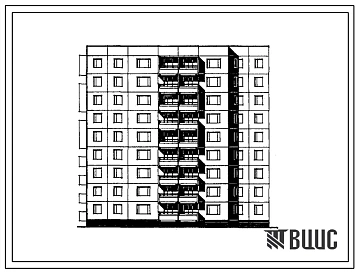 Типовой проект 97-0242м.86 Девятиэтажная блок-секция торцевая угловая левая на 36 квартир. Для строительства в городах и поселках городского типа