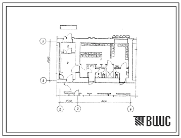 Типовой проект Б-1-50(506-110) Двойное использование помещений 1 этажа здания технических бригад /стены из кирпича, (убежище на 50 человек, размеры убежища 10,8м на 6м, режимы вентиляции 1,2,3).
