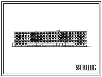Типовой проект 1у-438АП-32КМ  Пятиэтажный четырехсекционный жилой дом на 56 квартир со стенами из крупных кирпичных блоков и кирпича (со встроенным магазином в первом этаже).