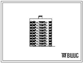 Фасады Типовой проект 67-025/1.2 Девятиэтажная блок-секция на 36 квартир торцовая 2Б, 2Б, 2Б, 3Б (правая)