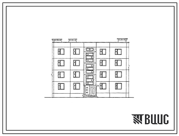 Типовой проект 210-027.2 Четырехэтажная 12 квартирная рядовая блок-секция с квартирами 2Б-2Б-2Б