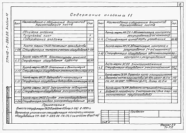 Альбом 11 Спецификации оборудования 