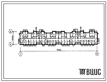 Типовой проект Б-2-700(111-94-43.75.2) Хозяйственно-бытовые помещения в подвале стационара детского инфекционного корпуса на 150 коек (в конструкциях иис-04), (убежище на 700 человек, размеры убежища 90м на 12,9м, режимы вентиляции 1,2,3).