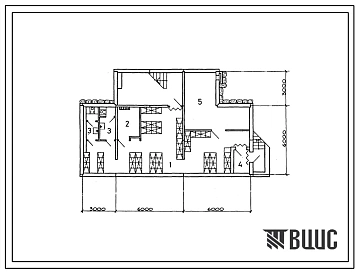 Типовой проект П-2(П-4)-80(416-1-218.88) Помещения подвала административно-бытового корпуса книжной базы с библиотечным коллектором, приспосабливаемые под ПРУ(убежище на 80 человек, размеры убежища 15м на 9м, режимы вентиляции 1,2,3).