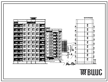 Типовой проект 135-038с 9-этажная 36-квартирная торцевая блок-секция 1А.2Б.2Б.3А (правая)