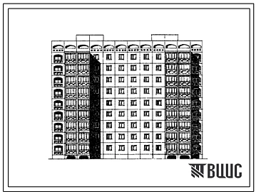Типовой проект 148-058сп.13.86 Блок-секция 9-этажная 36-квартирная рядовая 5Б-3Б-3Б-5Б (для г. Ташкента)