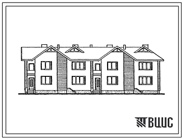 Типовой проект 144-22-58.13.86 Блокированный жилой дом на 4 квартиры по 3 и 4 комнаты (для строительства в Литовской ССР)