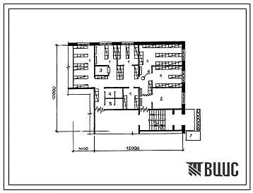 Типовой проект П-4-160(416-4-114м.87) Помещения первого этажа бытового корпуса автотранспортного предприятия на 150 грузовых автомобилей для северных районов, приспосабливаемые под ПРУ (убежище на 160 человек, размеры убежища 12м на 12м, режимы вентиляции