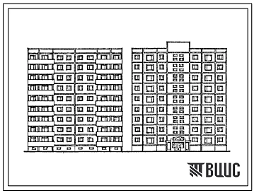 Типовой проект 133-018.13.88 Блок-секция девятиэтажная рядовая на 36 квартир. Для Эстонской ССР