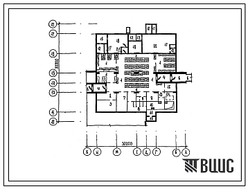 Типовой проект А-II(III,IV)-300(252-07-21.88) Вспомогательные помещения в подвале хирургического корпуса на 120 коек для расширения существующих больниц, (убежище на 300 человек, размеры убежища 30м на 30м, режимы вентиляции 1,2).