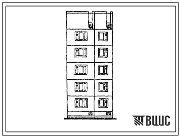 Типовой проект 97-0245.23.86 5-этажный 5-квартирный рядовой блок-комплект правый 5Рп-4А (для г. Караганды)