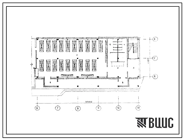 Типовой проект Б-3-504(232-1-49 СП.76) Двойное использование помещений 1 этажа общественно-бытового корпуса универсального здания профучилища на 720 учащихся, (убежище на 504 человек, размеры убежища 30м на 12м, режимы вентиляции 1,2).