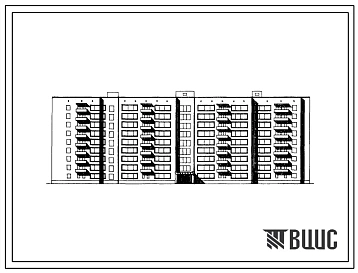 Типовой проект 164-87-125пв/1 Девятиэтажное общежитие для рабочих и служащих на 608 человек (кирпичное). Для строительства во IIВ, IIIБ и IIIВ климатических подрайонах, на просадочных грунтах и над горными выработками.