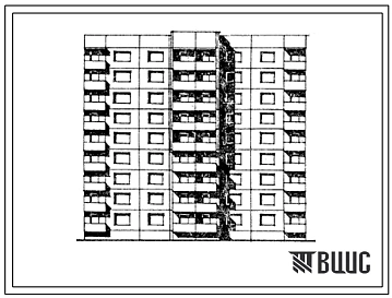 Типовой проект 97-0216.85 Шумозащитная блок-секция 9-этажная 36-квартирная рядовая 2Б.3Б.3Б.3Б. Для строительства в 1В климатическом подрайоне.