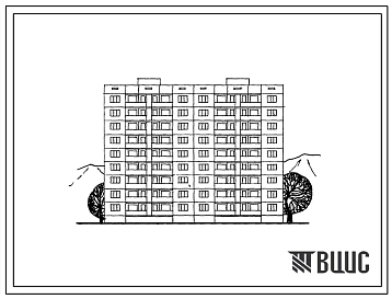 127-043с/1 Девятиэтажная блок-секция  крупнопанельная рядовая с торцевыми окончаниями на 36 квартир (двухкомнатных 2Б-9, трехкомнатных 3Б-18, четырехкомнатных 4Б-9). Для строительства в 4Б климатическом подрайоне Грузинской ССР сейсмичностью 7 баллов