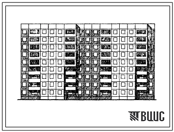 Типовой проект 97-072/1 Девятиэтажная блок-секция сдвоенная рядовая на 72 квартиры (однокомнатных 1Б-19, двухкомнатных 2Б-17, трехкомнатных 3А27, четырехкомнатных 4Б-9). Для строительства в 1В климатическом подрайоне
