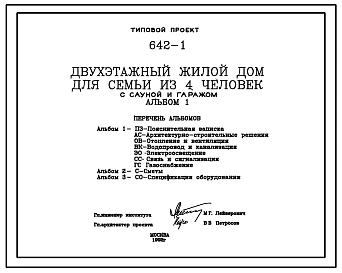 Типовой проект 642-1 Двухэтажный жилой дом для семьи из 4 человек с сауной и гаражом