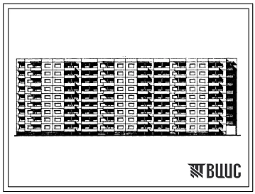 Типовой проект 111-120В-34/1 Девятиэтажный трехсекционный дом на 107 квартир (однокомнатных 1Б-9, двухкомнатных 2Б-44, трехкомнатных 3А-8, 3Б-36, четырехкомнатных 4Б-10). Для строительства во 2В климатическом подрайоне Литовской ССР