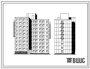 Типовой проект 111-151-1 Девятиэтажный односекционный 72 квартирный жилой дом.