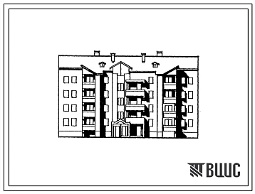 Типовой проект 89-0139.13.92 4-этажная рядовая с торцовыми окончаниями блок-секция 2Б-3Б-4Б на 12 квартир (для строительства в Республике Беларусь)