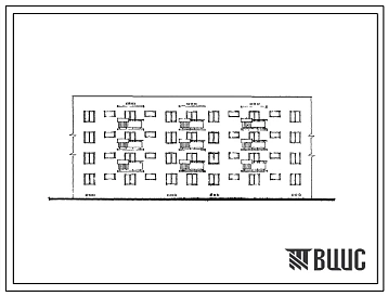 Типовой проект 109-017с Четырехэтажная сдвоенная блок-секция Р-3А.3Б-4Б.2Б на 16 квартир.