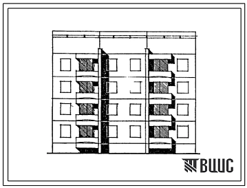 Типовой проект 129-034с.13.86 Блок-секция 4-этажная 8-квартирная рядовая с торцовыми окончаниями 3Б - 3Б (для Армянской ССР)
