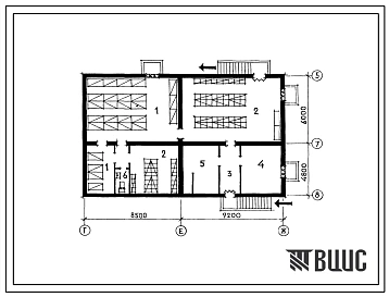 Типовой проект П-2-147(214-1-374с.13.86) Помещения общественного назначения в подвале детских яслей-сада на 50 мест, (убежище на 147 человек, размеры убежища 17,7м на 10,8м, режимы вентиляции 1,2).