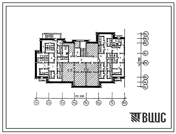 Типовой проект П-4-100(138-043.13.87) Помещения хозяйственного назначения в подвале 20-квартирной 5-этажной угловой левой блок-секции, (убежище на 100 человек, размеры убежища 23,2м на 14,7м, режимы вентиляции 1,2).