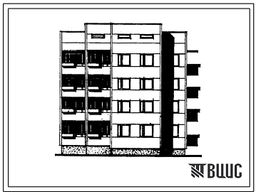 Типовой проект 26-039/1 Четырехэтажная 16-квартирная блок-секция торцевая 1Б-1Б-1Б-2Б правая.