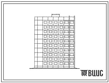 Типовой проект 121-0163.13.87 Блок-секция торцевая левая 10-этажная 40-квартирная 2-2-2-3 (для условий применения в Чувашской АССР)