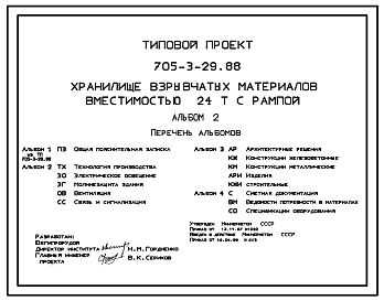 Типовой проект 705-3-29.88 Хранилище взрывчатых материалов вместимостью 24 т с рампой