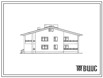 Типовой проект 114-16-79.84 Двухэтажный односекционный 8-квартирный жилой дом с 1,2,3-комнатными квартирами