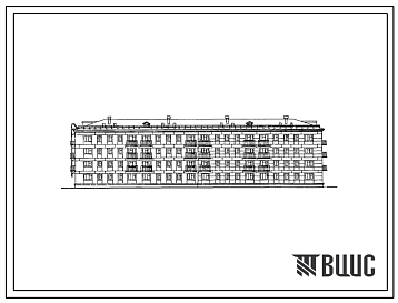 Типовой проект 1-307с-18 Четырехэтажный четырехсекционный дом на 64 квартиры, без ванн, с подвалом и без подвала.