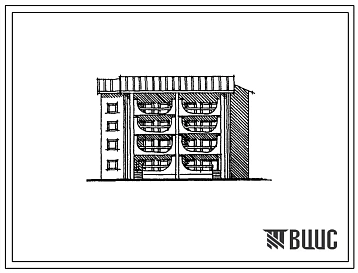 Типовой проект 86-051.92 Блок-секция 4-этажная 8-квартирная торцовая правая 3Б.4Б. Стены из кирпича