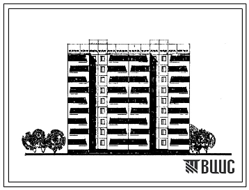 Типовой проект 76-065с/1 Блок-секция девятиэтажная 36-квартирная рядовая с летними помещениями по главному фасаду ( трехкомнатных 3Б — 19, пятикомнатных 5Б — 17). Для строительства в IVА и IVГ климатических подрайонах Узбекской ССР сейсмичностью 8 баллов.