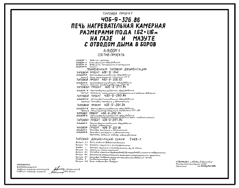 Типовой проект 406-9-326.86 Печь нагревательная камерная размерами пода 1,62х1,16 м на газе и мазуте с отводом дыма в боров