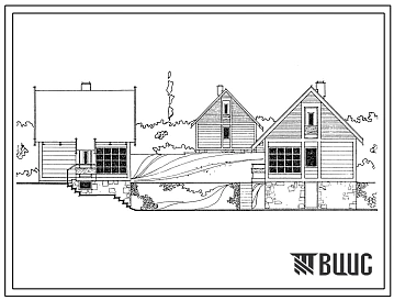 Типовой проект 185-000-548с.13.87 Летний садовый домик с мансардой на крутом рельефе со стенами из туфового камня (для Армянской ССР)