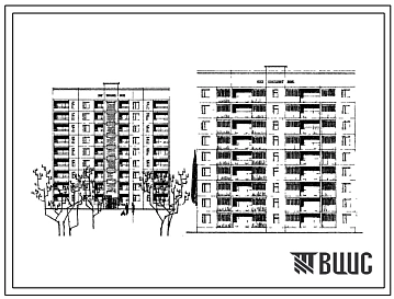 Типовой проект 135-059с 9-этажная 36-квартирная рядовая блок-секция 2Б.1Б.1Б.2Б