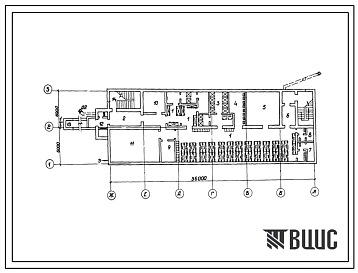 Типовой проект А-3-300-80/222 Хозяйственно-бытовые помещения в подвале производственно-служебного корпуса (убежище на 300 человек, размеры убежища 36м на 12м, режимы вентиляции 1,2).