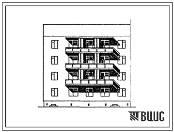Типовой проект 175-06с.13.87 Блок-секция 4-этажная 12-квартирная 1Б.2Б.3Б торцовая левая для Киргизской ССР