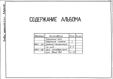 Альбом 3 Тепловой контроль и автоматика. Чертежи задания заводу-изготовителю